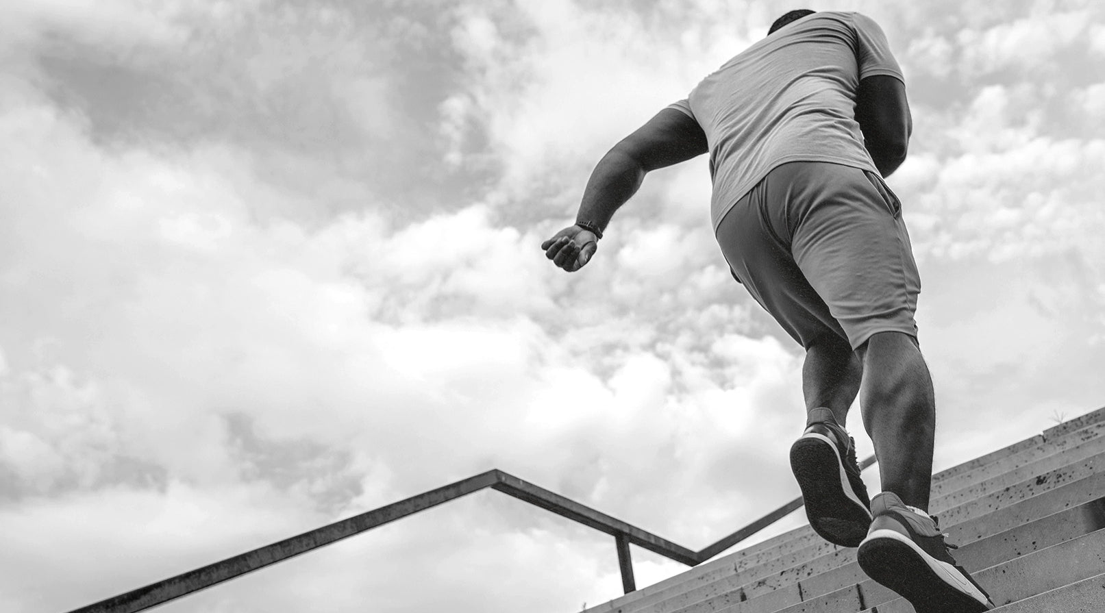 Man Running Up a Flight of Stairs